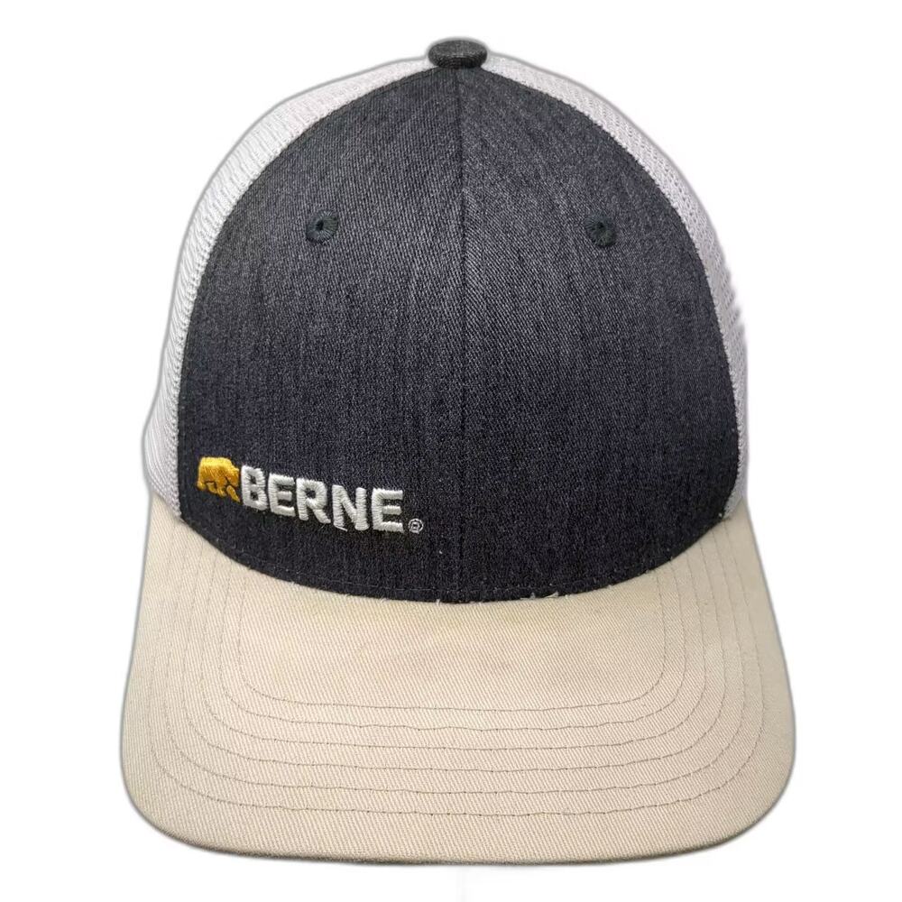Berne Trucker Hat Gray Beige One Size OS Mesh Back Snapback Embroidered Hat